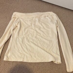 LOFT Cream Off-the-Shoulder Long Sleeve Top